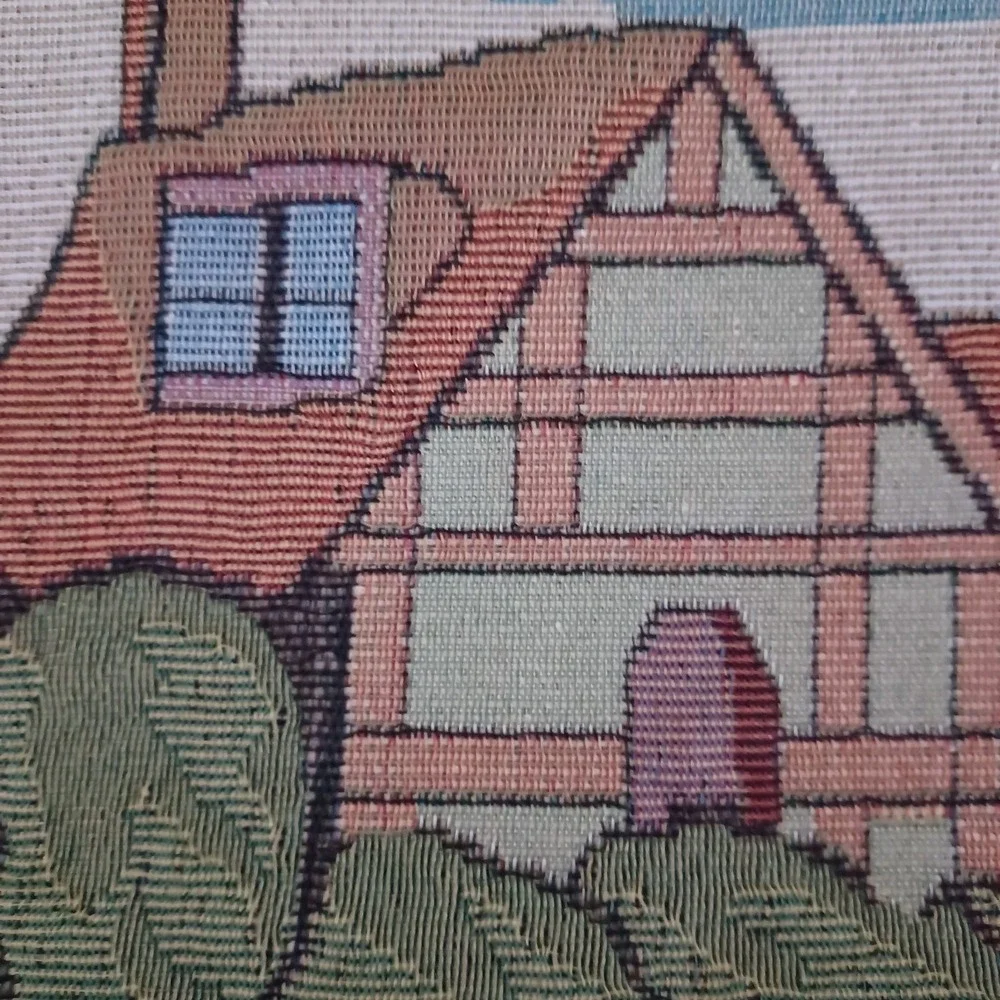 Vintage Needlepoint French‎ Knot Cottage Garden Purse Embroidered Metal Handle